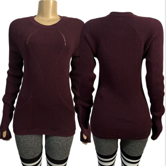 Lululemon The Sweater The Better Heathered Bordeaux Drama Knit Pullover 8 NWOT - Picture 13 of 16